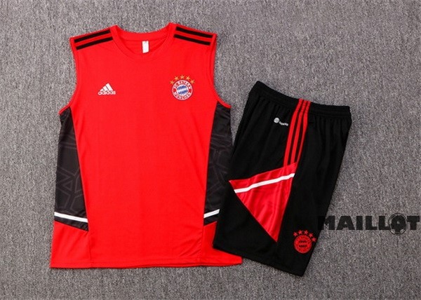 Foot Maillot Pas Cher Entrainement Sans Manches Ensemble Complet Bayern Múnich 2022 2023 Rouge I Noir