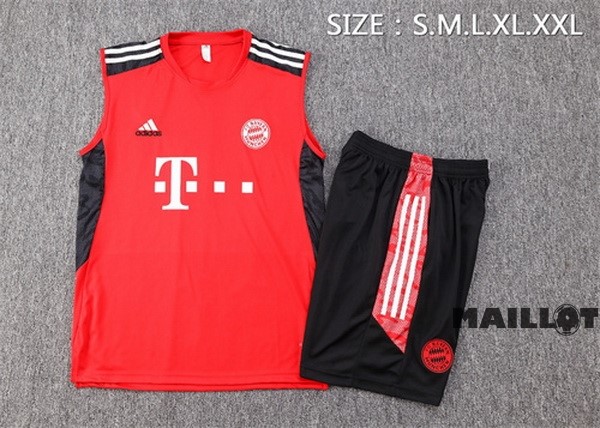 Foot Maillot Pas Cher Entrainement Sans Manches Ensemble Complet Bayern Múnich 2022 2023 Rouge Noir