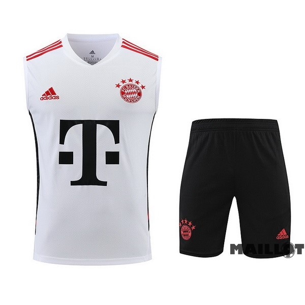 Foot Maillot Pas Cher Entrainement Sans Manches Ensemble Complet Bayern Múnich 2023 2024 Blanc Noir