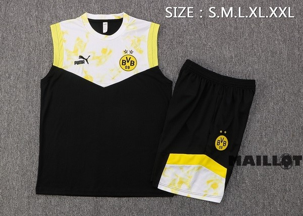 Foot Maillot Pas Cher Entrainement Sans Manches Ensemble Complet Borussia Dortmund 2022 2023 Jaune Noir