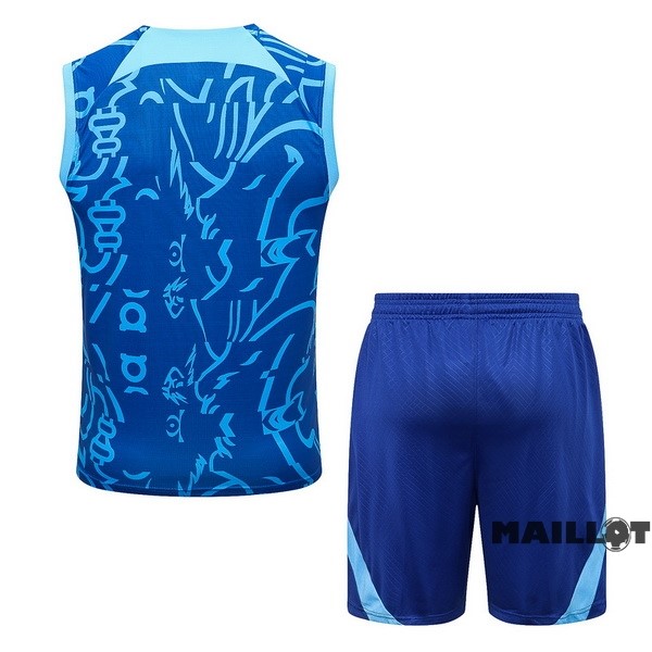 Foot Maillot Pas Cher Entrainement Sans Manches Ensemble Complet Chelsea 2022 2023 Bleu