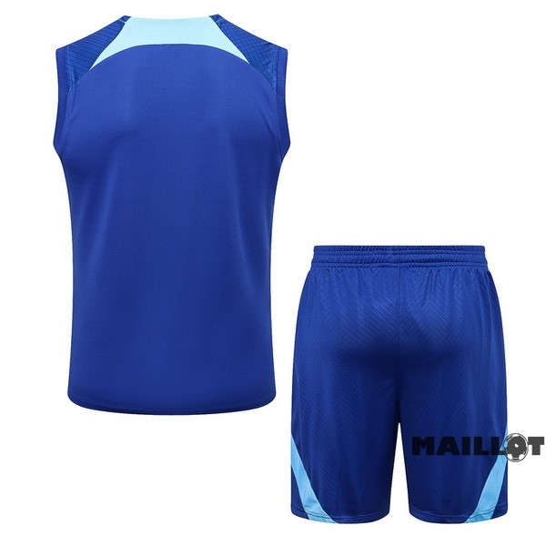Foot Maillot Pas Cher Entrainement Sans Manches Ensemble Complet Chelsea 2022 2023 Bleu