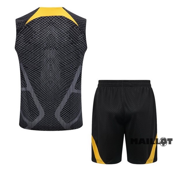 Foot Maillot Pas Cher Entrainement Sans Manches Ensemble Complet Chelsea 2022 2023 Noir I Jaune