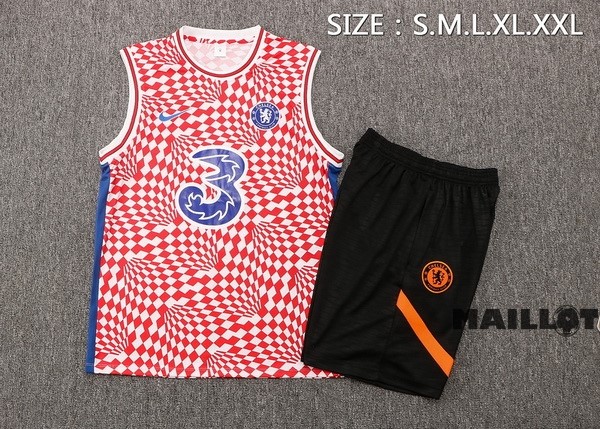 Foot Maillot Pas Cher Entrainement Sans Manches Ensemble Complet Chelsea 2022 2023 Rouge Noir