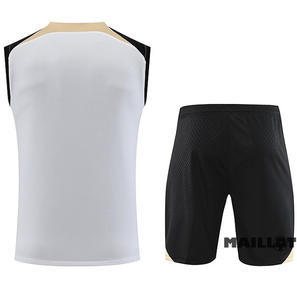 Foot Maillot Pas Cher Entrainement Sans Manches Ensemble Complet Chelsea 2023 2024 Blanc II Noir