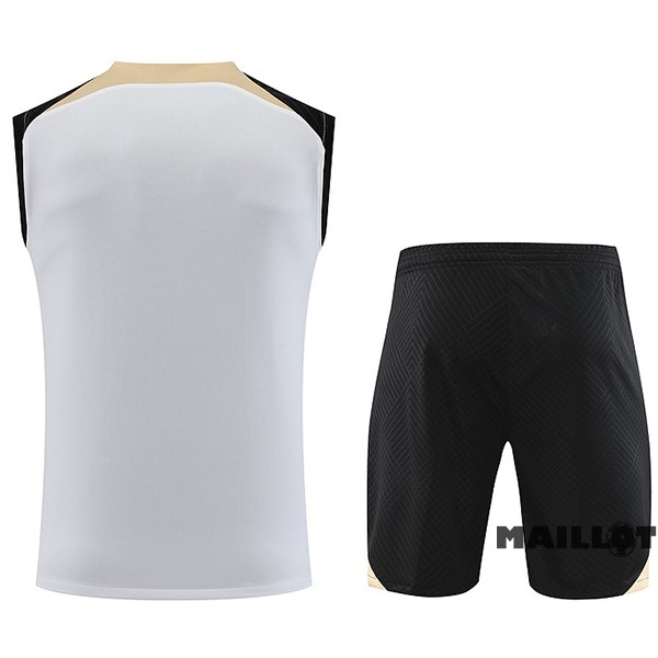 Foot Maillot Pas Cher Entrainement Sans Manches Ensemble Complet Chelsea 2023 2024 Blanc I Noir