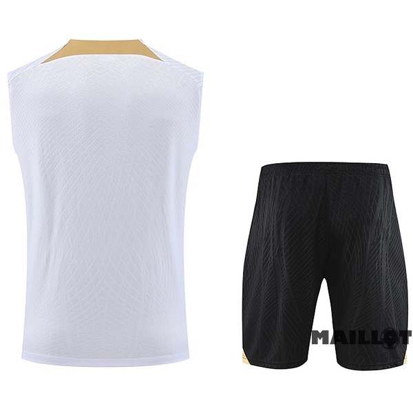 Foot Maillot Pas Cher Entrainement Sans Manches Ensemble Complet Chelsea 2023 2024 Blanc Noir