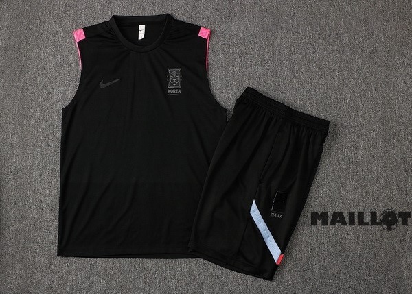 Foot Maillot Pas Cher Entrainement Sans Manches Ensemble Complet Corée 2022 2023 Noir