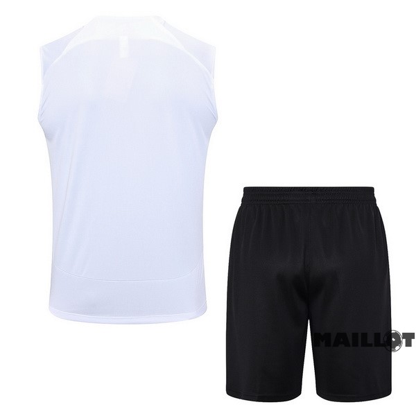 Foot Maillot Pas Cher Entrainement Sans Manches Ensemble Complet Corinthians Paulista 2023 2024 Blanc Noir