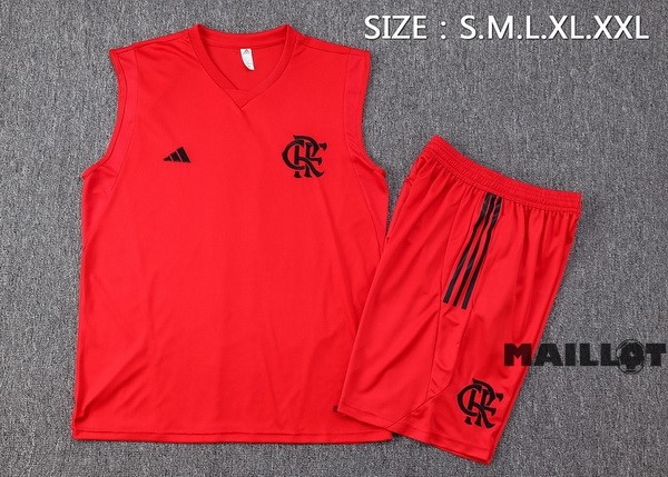 Foot Maillot Pas Cher Entrainement Sans Manches Ensemble Complet Flamengo 2023 2024 Rouge