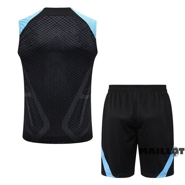 Foot Maillot Pas Cher Entrainement Sans Manches Ensemble Complet Inter Milán 2022 2023 Noir Bleu
