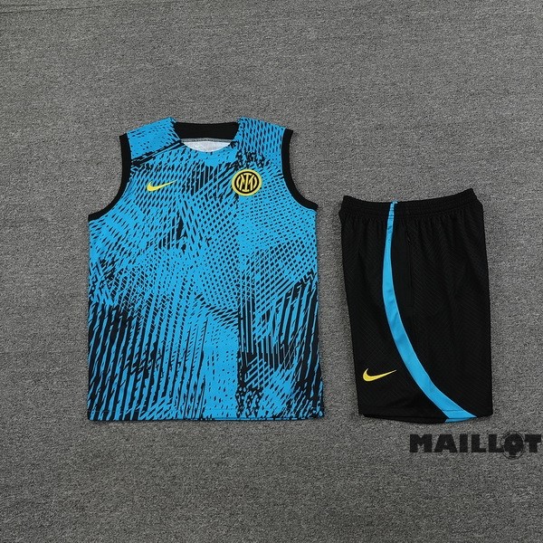 Foot Maillot Pas Cher Entrainement Sans Manches Ensemble Complet Inter Milán 2023 2024 Bleu