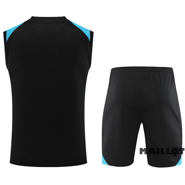 Foot Maillot Pas Cher Entrainement Sans Manches Ensemble Complet Inter Milán 2023 2024 Noir Bleu