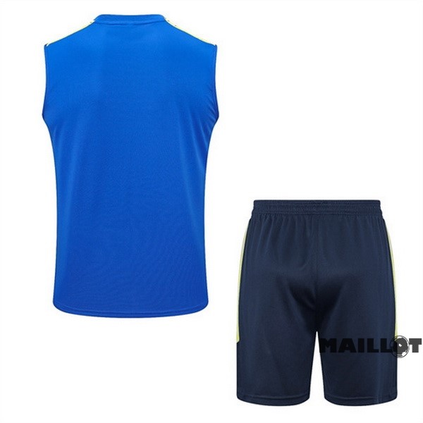 Foot Maillot Pas Cher Entrainement Sans Manches Ensemble Complet Juventus 2022 2023 Bleu Jaune