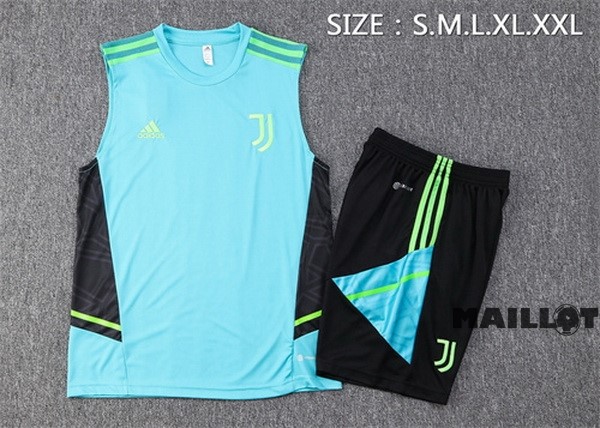 Foot Maillot Pas Cher Entrainement Sans Manches Ensemble Complet Juventus 2022 2023 Vert Noir