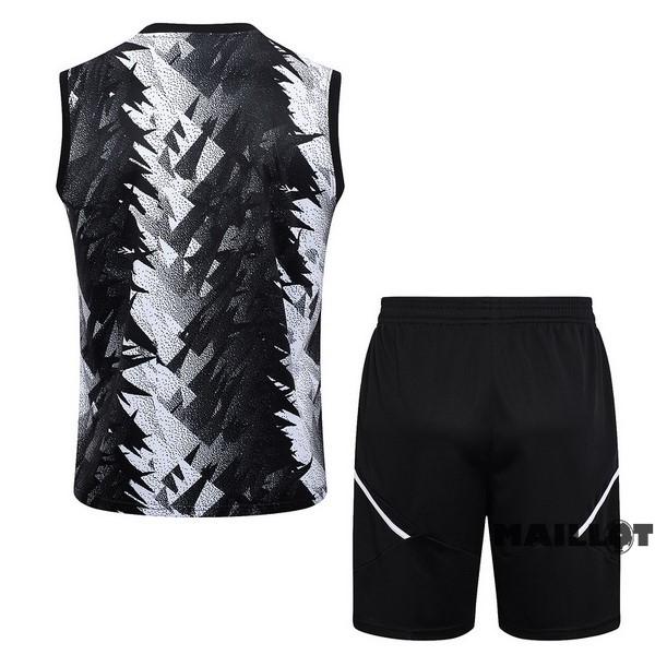 Foot Maillot Pas Cher Entrainement Sans Manches Ensemble Complet Juventus 2023 2024 Gris I Noir