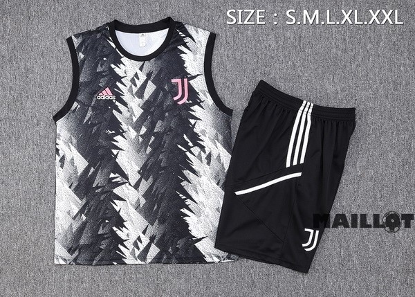 Foot Maillot Pas Cher Entrainement Sans Manches Ensemble Complet Juventus 2023 2024 Gris I Noir