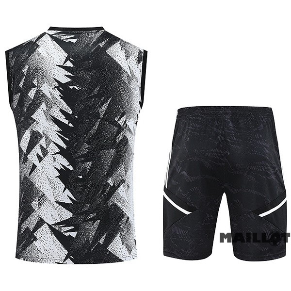 Foot Maillot Pas Cher Entrainement Sans Manches Ensemble Complet Juventus 2023 2024 Gris Noir