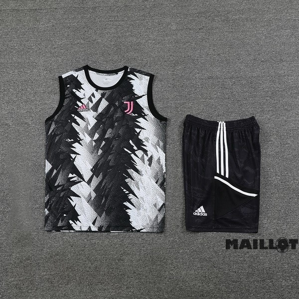 Foot Maillot Pas Cher Entrainement Sans Manches Ensemble Complet Juventus 2023 2024 Gris Noir