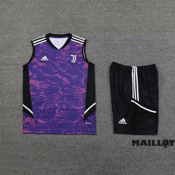 Foot Maillot Pas Cher Entrainement Sans Manches Ensemble Complet Juventus 2023 2024 Purpura Noir