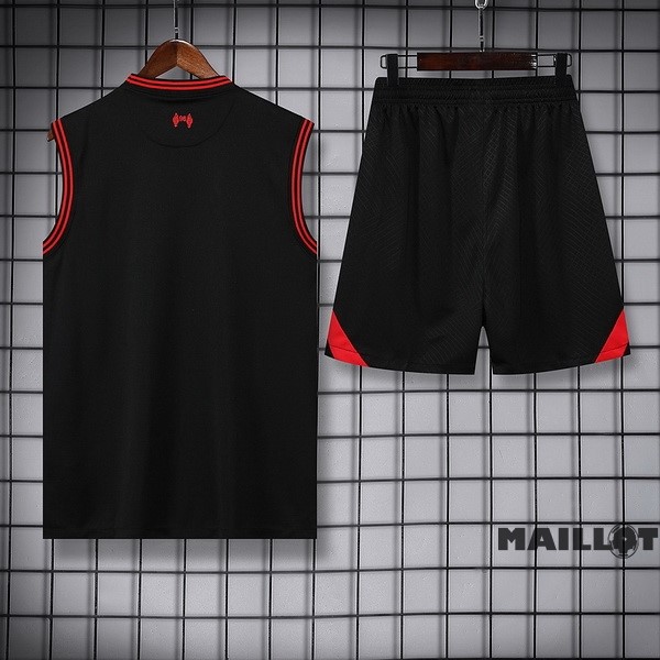 Foot Maillot Pas Cher Entrainement Sans Manches Ensemble Complet Liverpool 2022 2023 Noir II Rouge