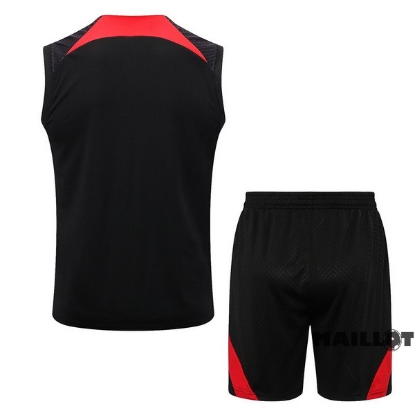 Foot Maillot Pas Cher Entrainement Sans Manches Ensemble Complet Liverpool 2022 2023 Noir I Rouge