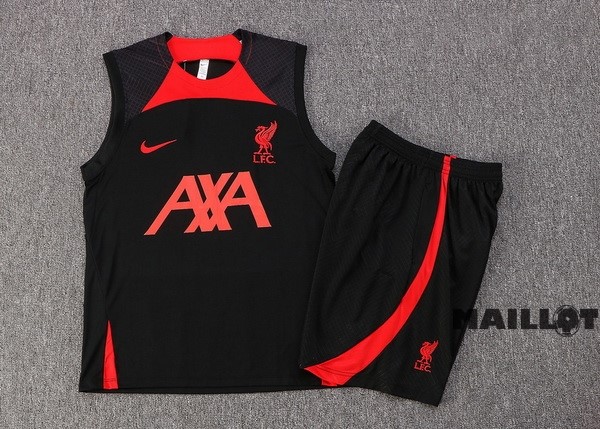 Foot Maillot Pas Cher Entrainement Sans Manches Ensemble Complet Liverpool 2022 2023 Noir I Rouge