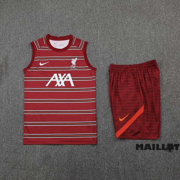 Foot Maillot Pas Cher Entrainement Sans Manches Ensemble Complet Liverpool 2022 2023 Rouge