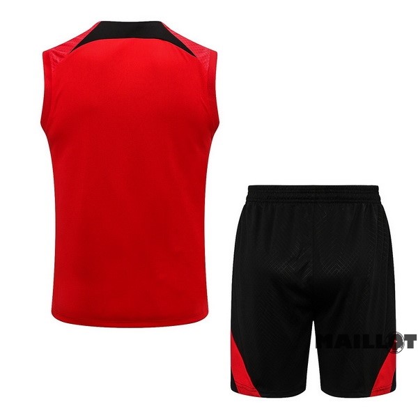 Foot Maillot Pas Cher Entrainement Sans Manches Ensemble Complet Liverpool 2022 2023 Rouge Noir