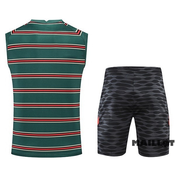 Foot Maillot Pas Cher Entrainement Sans Manches Ensemble Complet Liverpool 2022 2023 Vert Noir