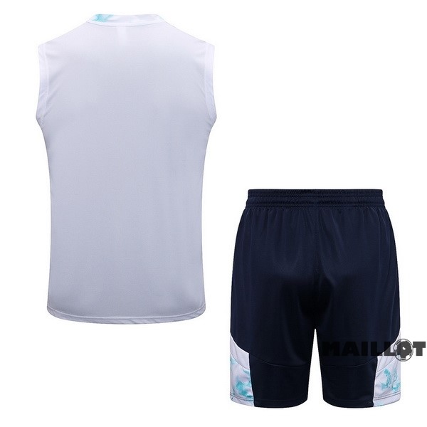 Foot Maillot Pas Cher Entrainement Sans Manches Ensemble Complet Manchester City 2022 2023 Blanc Bleu