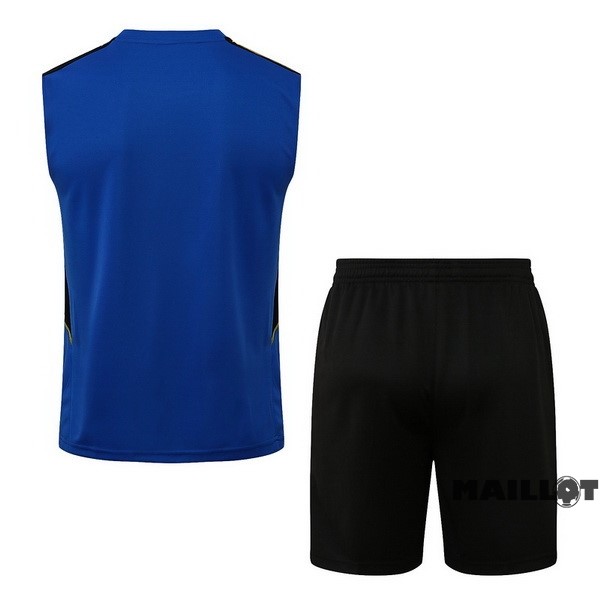 Foot Maillot Pas Cher Entrainement Sans Manches Ensemble Complet Manchester United 2022 2023 Bleu Noir