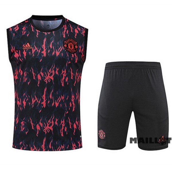 Foot Maillot Pas Cher Entrainement Sans Manches Ensemble Complet Manchester United 2022 2023 Rouge I Noir