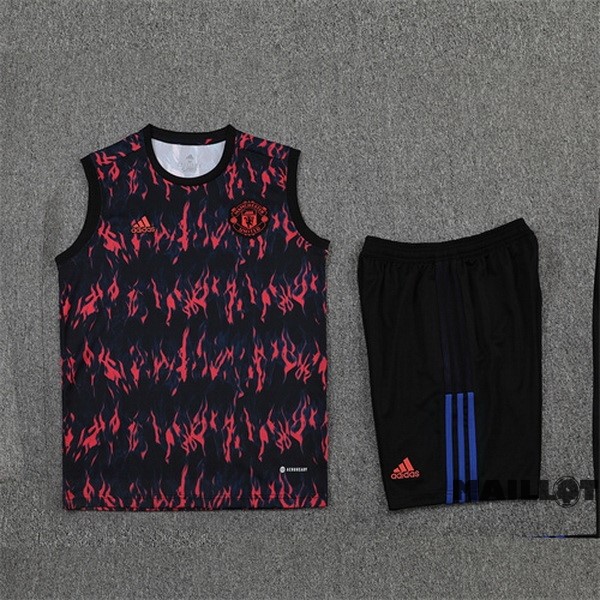 Foot Maillot Pas Cher Entrainement Sans Manches Ensemble Complet Manchester United 2022 2023 Rouge I Noir