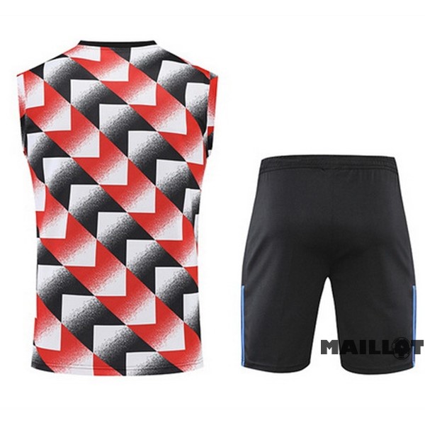 Foot Maillot Pas Cher Entrainement Sans Manches Ensemble Complet Manchester United 2022 2023 Rouge Noir