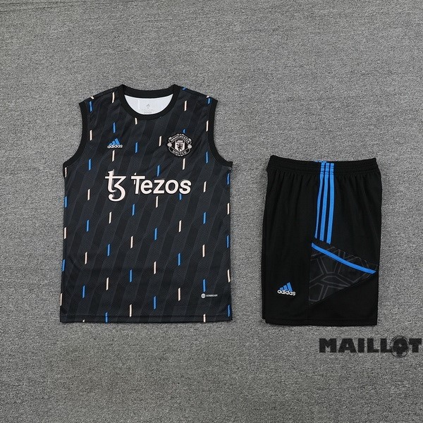 Foot Maillot Pas Cher Entrainement Sans Manches Ensemble Complet Manchester United 2023 2024 Noir