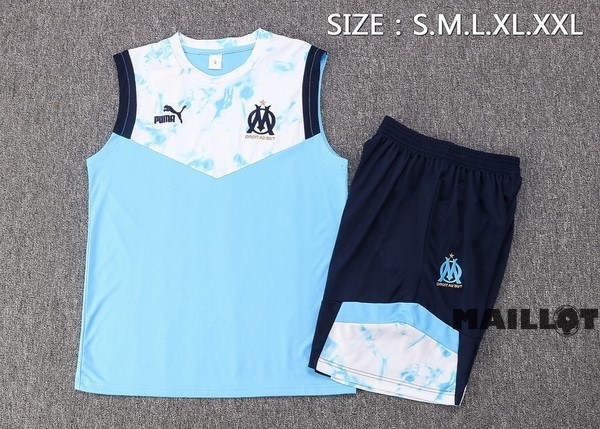 Foot Maillot Pas Cher Entrainement Sans Manches Ensemble Complet Marsella 2022 2023 Bleu I Blanc
