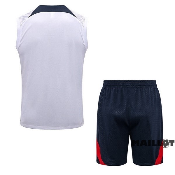 Foot Maillot Pas Cher Entrainement Sans Manches Ensemble Complet Paris Saint Germain 2022 2023 Blanc Bleu