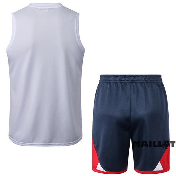 Foot Maillot Pas Cher Entrainement Sans Manches Ensemble Complet Paris Saint Germain 2022 2023 Blanc Gris Bleu
