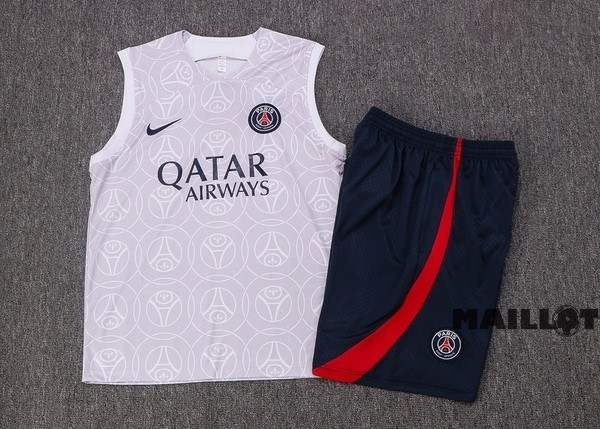 Foot Maillot Pas Cher Entrainement Sans Manches Ensemble Complet Paris Saint Germain 2022 2023 Blanc I Bleu