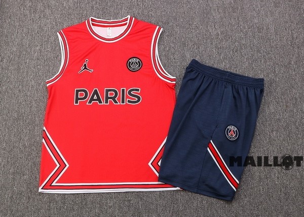 Foot Maillot Pas Cher Entrainement Sans Manches Ensemble Complet Paris Saint Germain 2022 2023 Rouge Bleu
