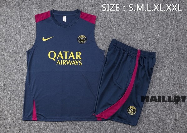 Foot Maillot Pas Cher Entrainement Sans Manches Ensemble Complet Paris Saint Germain 2023 2024 Bleu Marine