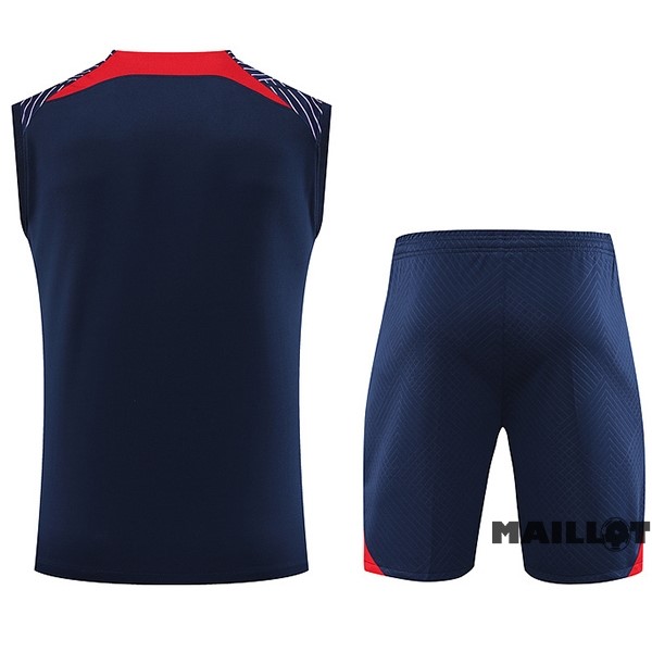 Foot Maillot Pas Cher Entrainement Sans Manches Ensemble Complet Paris Saint Germain 2023 2024 Bleu Rouge Purpura