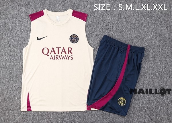Foot Maillot Pas Cher Entrainement Sans Manches Ensemble Complet Paris Saint Germain 2023 2024 Jaune I Bleu