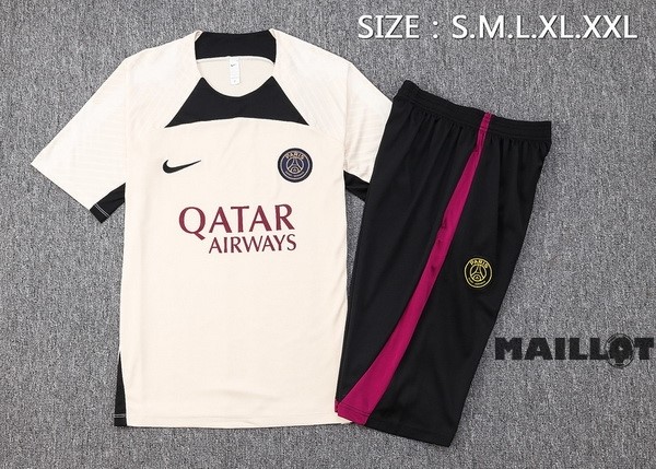 Foot Maillot Pas Cher Entrainement Sans Manches Ensemble Complet Paris Saint Germain 2023 2024 Jaune Noir