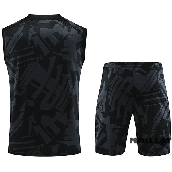 Foot Maillot Pas Cher Entrainement Sans Manches Ensemble Complet Paris Saint Germain 2023 2024 Noir Gris
