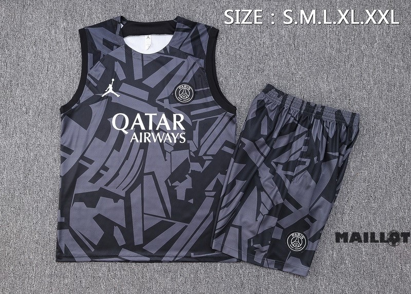 Foot Maillot Pas Cher Entrainement Sans Manches Ensemble Complet Paris Saint Germain 2023 2024 Noir I Gris