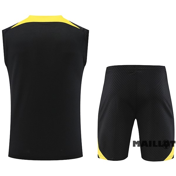 Foot Maillot Pas Cher Entrainement Sans Manches Ensemble Complet Paris Saint Germain 2023 2024 Noir I Jaune
