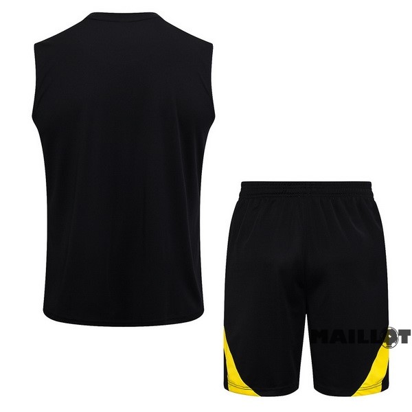 Foot Maillot Pas Cher Entrainement Sans Manches Ensemble Complet Paris Saint Germain 2023 2024 Noir Jaune