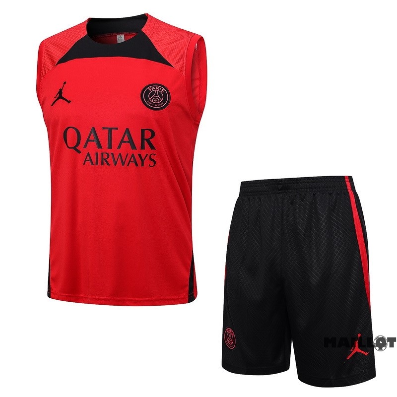 Foot Maillot Pas Cher Entrainement Sans Manches Ensemble Complet Paris Saint Germain 2023 2024 Rouge I Noir